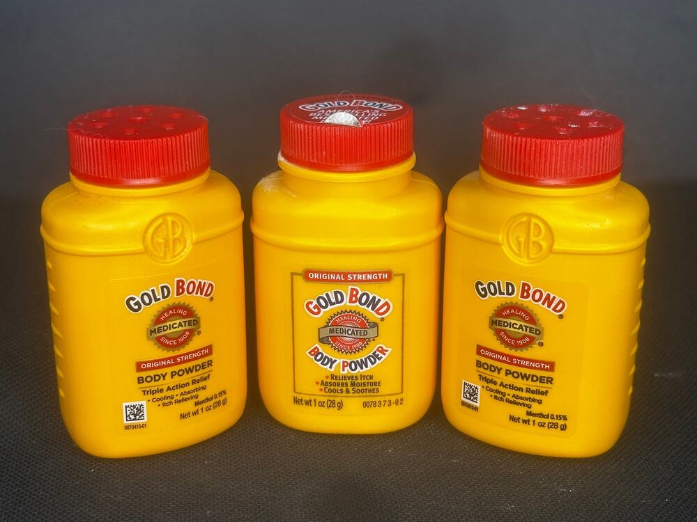 3X NEW ORIGINAL Gold Bond Medicated Body Powder WITH TALC 1 oz each